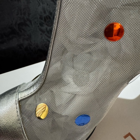 Katy Perry Collections Silver Mesh Heels with Colorful Dots RARE pair - Picture 6 of 8